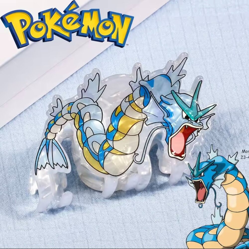 Pokemon Gyarados Cartoon Acrylic Hair Claw Blue Clip